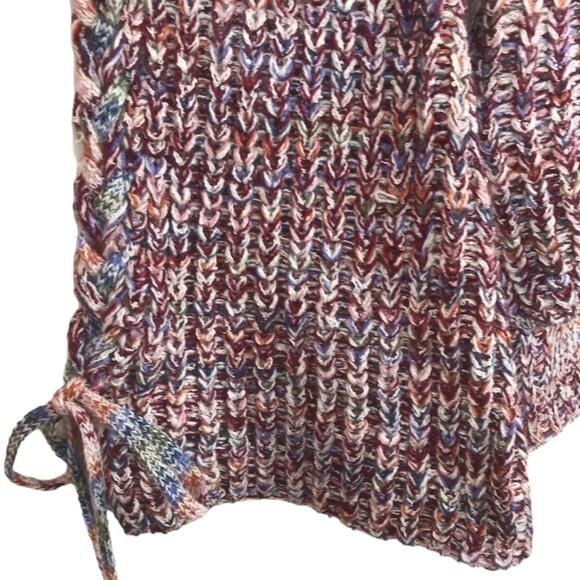 NWT American Rag Off the Shoulder Sweater Rib Knit Bell Sleeves Maroon Multi XS - Picture 4 of 10